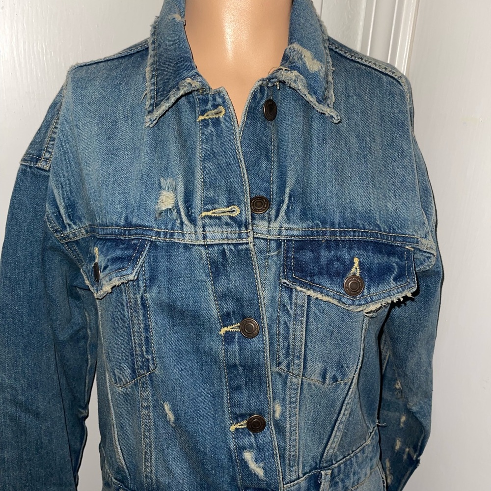ZARA Distressed ASYMMETRICAL Denim Jacket Dress - Blue XS X SMALL - Picture 5 of 9